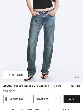 Size 27 Weekday Vintage Straight-Leg Jeans